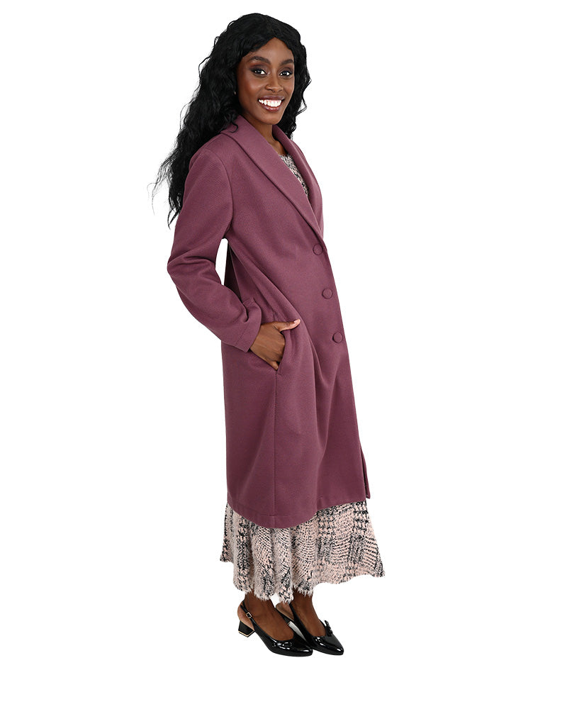 Mauve Twill Melton Coat