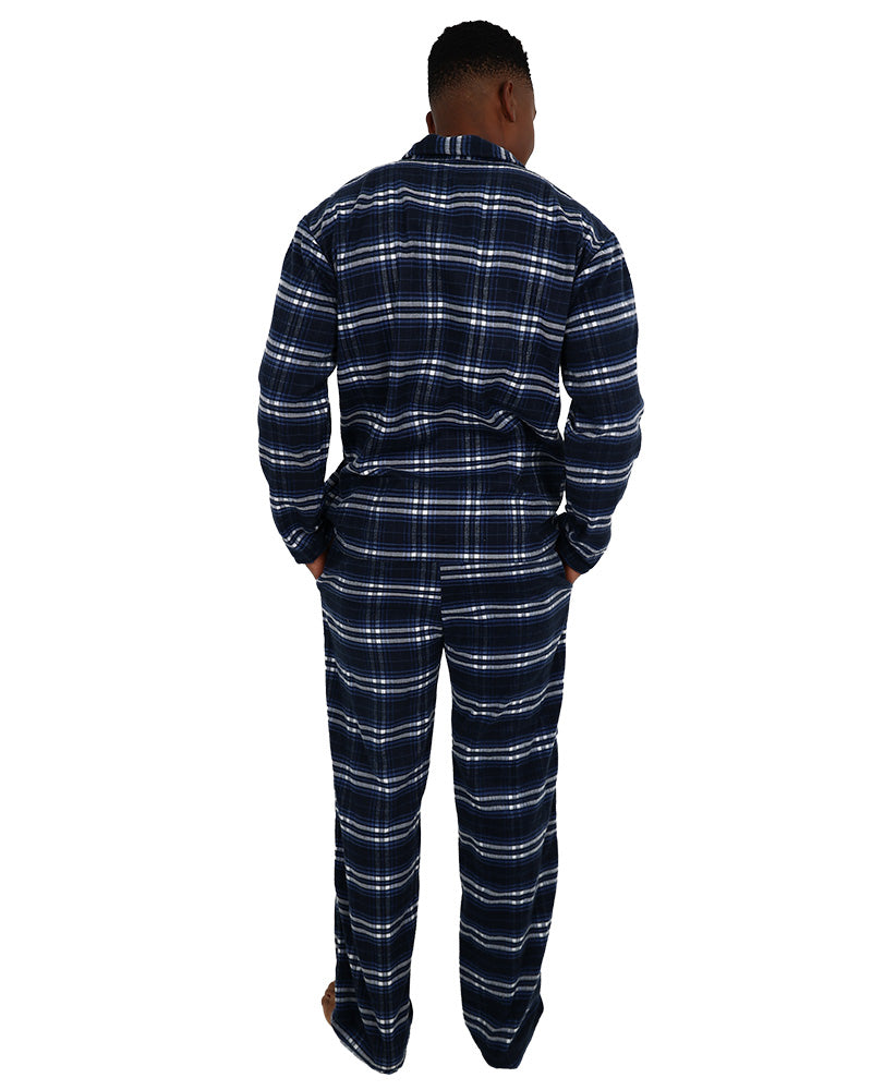 Long Sleeve Navy Check Flannel Long Pyjama Set