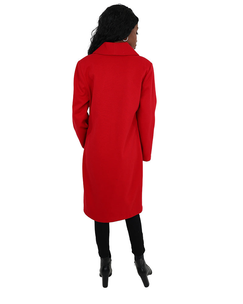 Red Twill Melton Coat