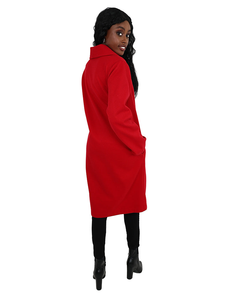 Red Twill Melton Coat