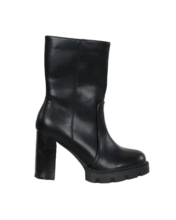 Black Mid Calf Cleated Boots