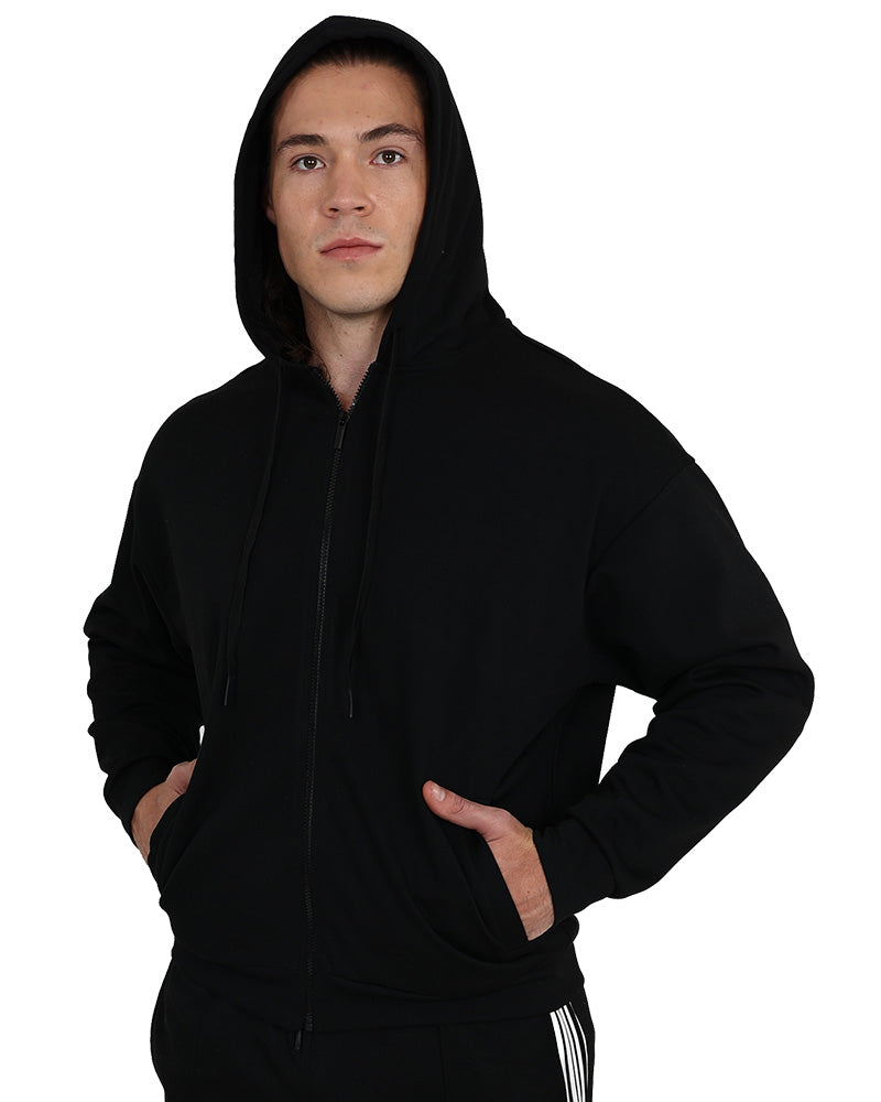 Black Zip Up Scuba Hoodie