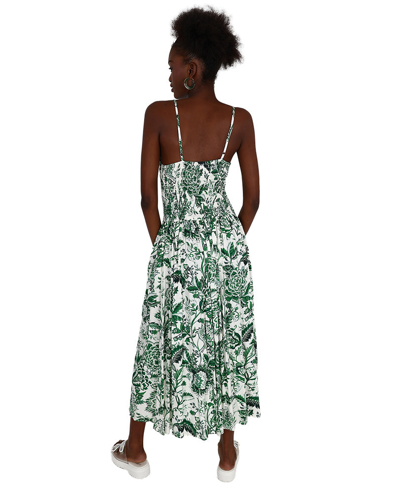 Strappy Green Floral Maxi Dress