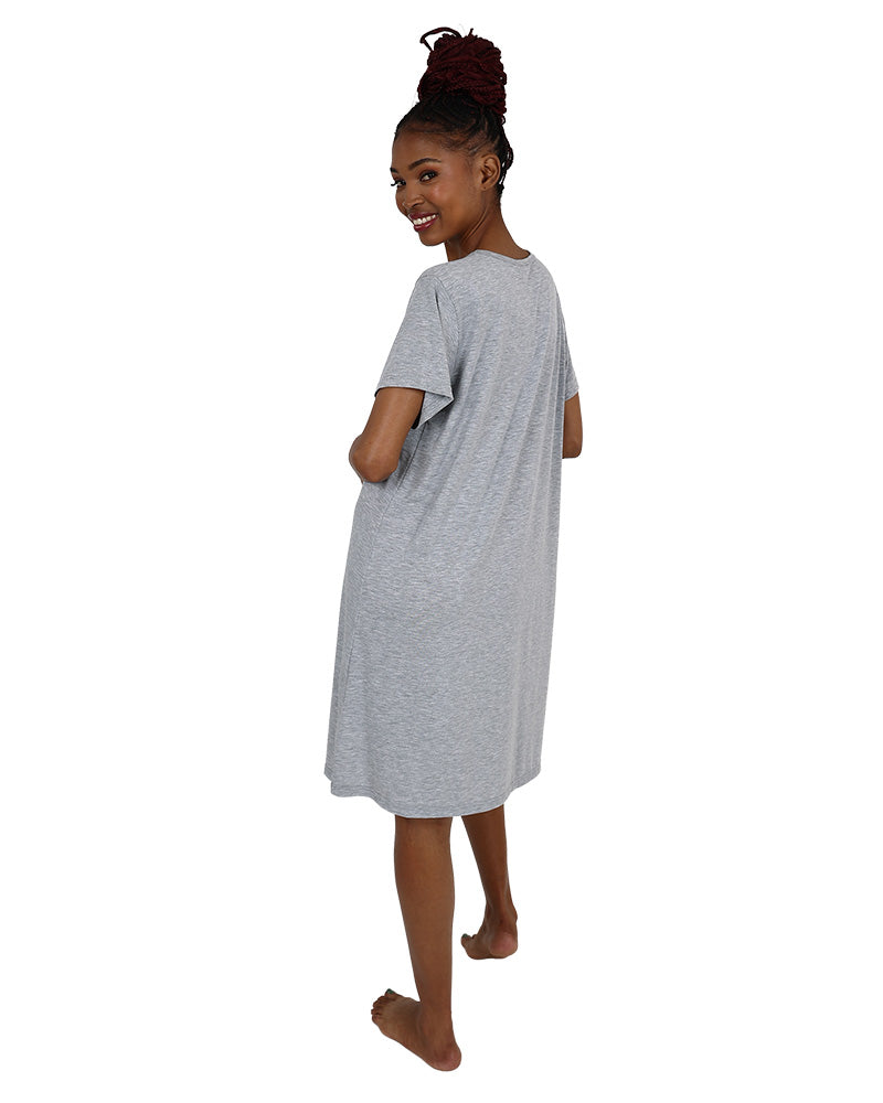 Short Sleeve Grey Panda Graphic Cotton Sleepshirt