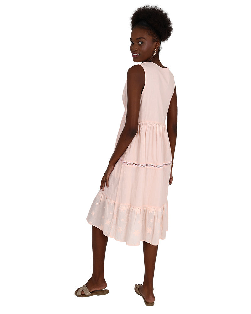 Sleeveless Embroidered Knee Length Dress