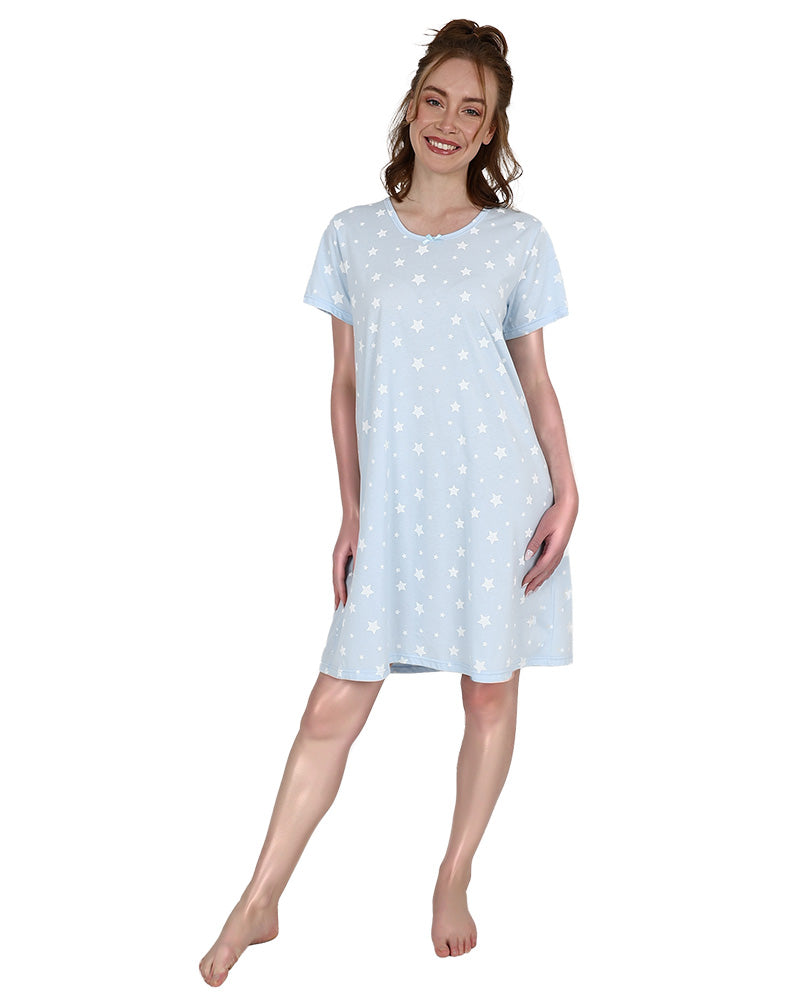 Short Sleeve Light Blue Star Sleepshirt