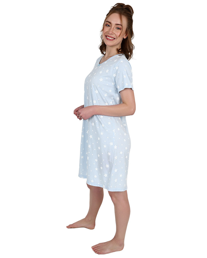 Short Sleeve Light Blue Star Sleepshirt