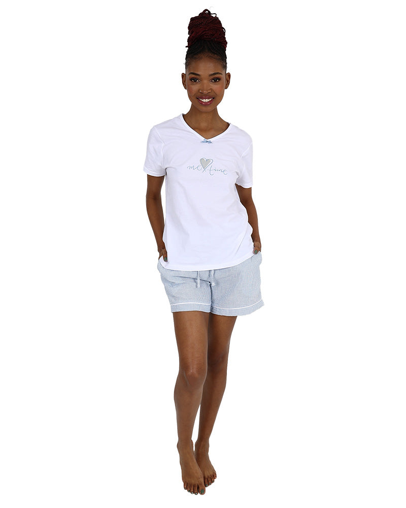 Short Sleeve Stripes Short Pyjama Set