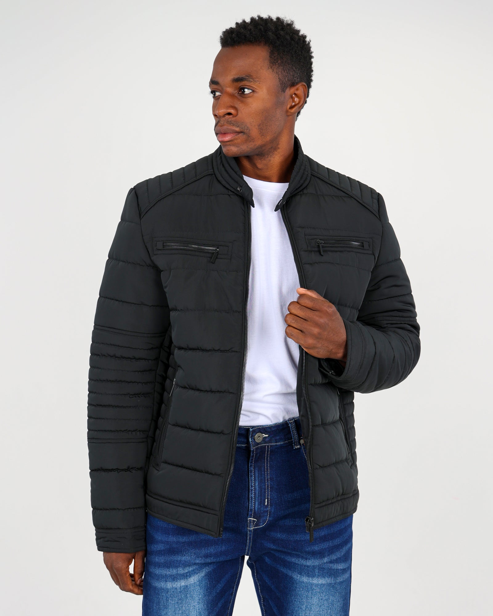 Black Padded Biker Jacket