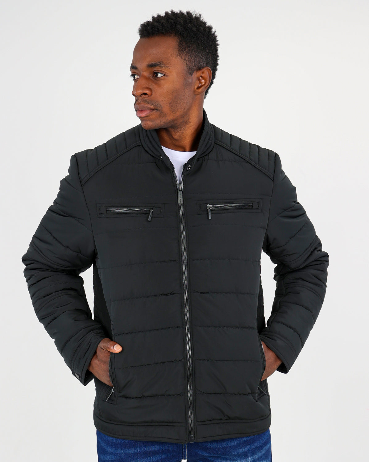 Black Padded Biker Jacket