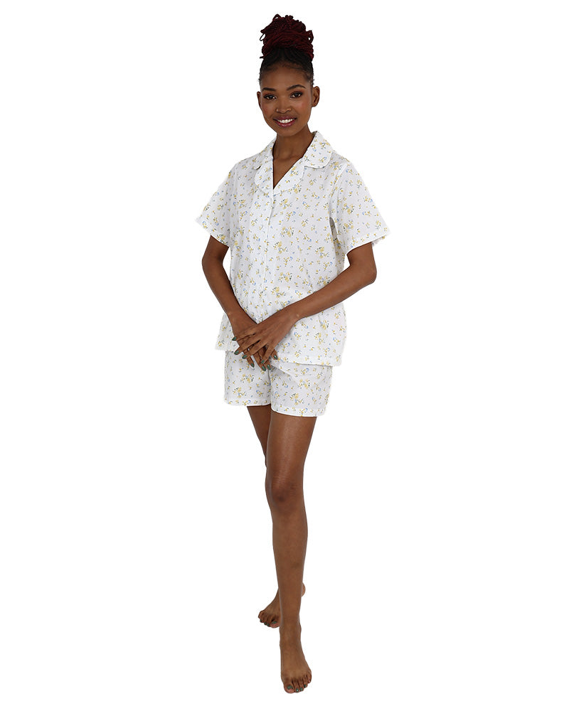 Short Sleeve Yellow Floral Short Pyjama Set
