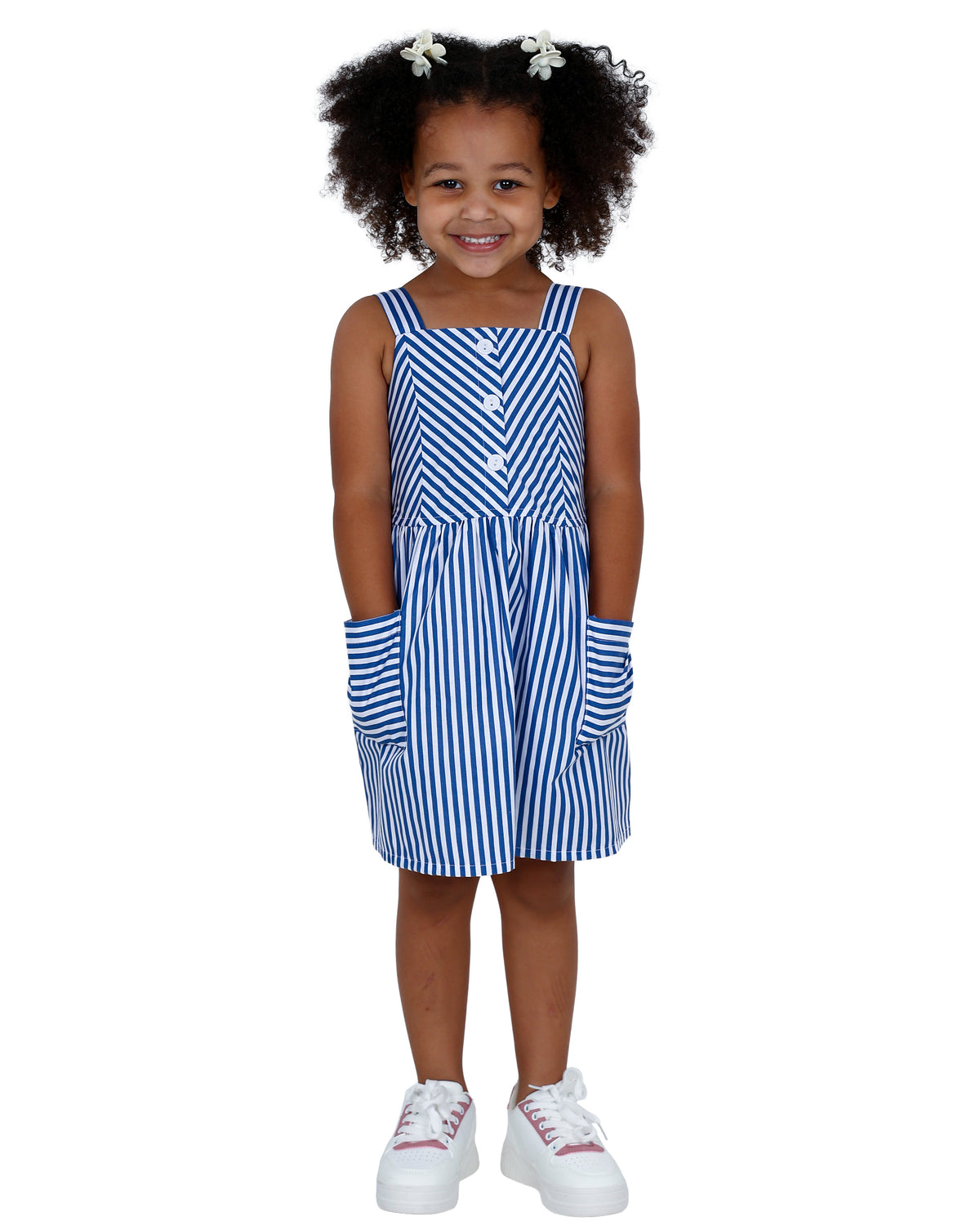 Sleeveless Blue Chevron Stripe Summer Dress