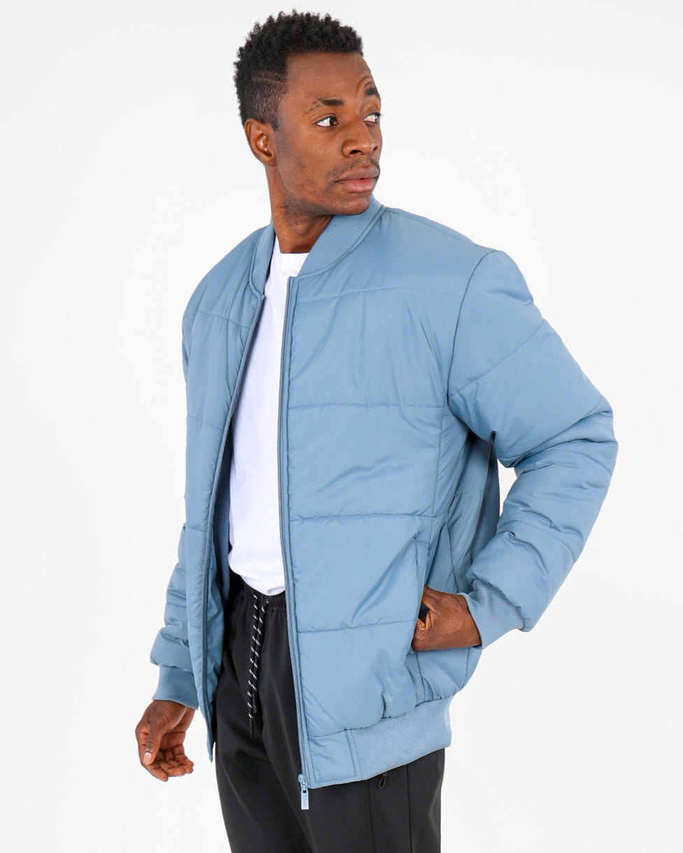 Light Blue Padded Bomber Jacket