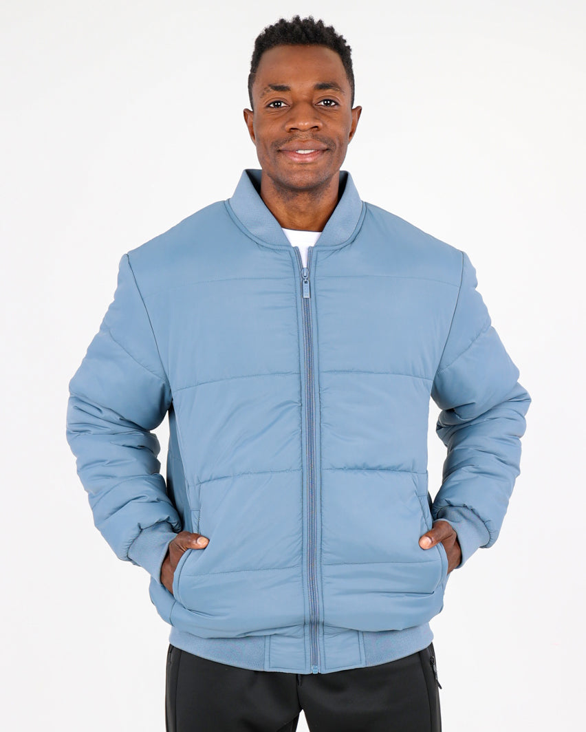 Light Blue Padded Bomber Jacket