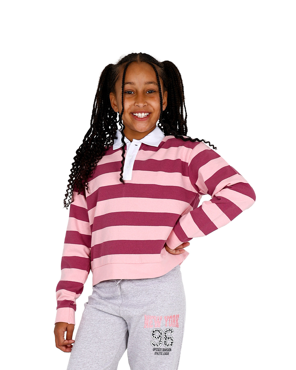 Pink & Berry Striped Long Sleeve Golfer