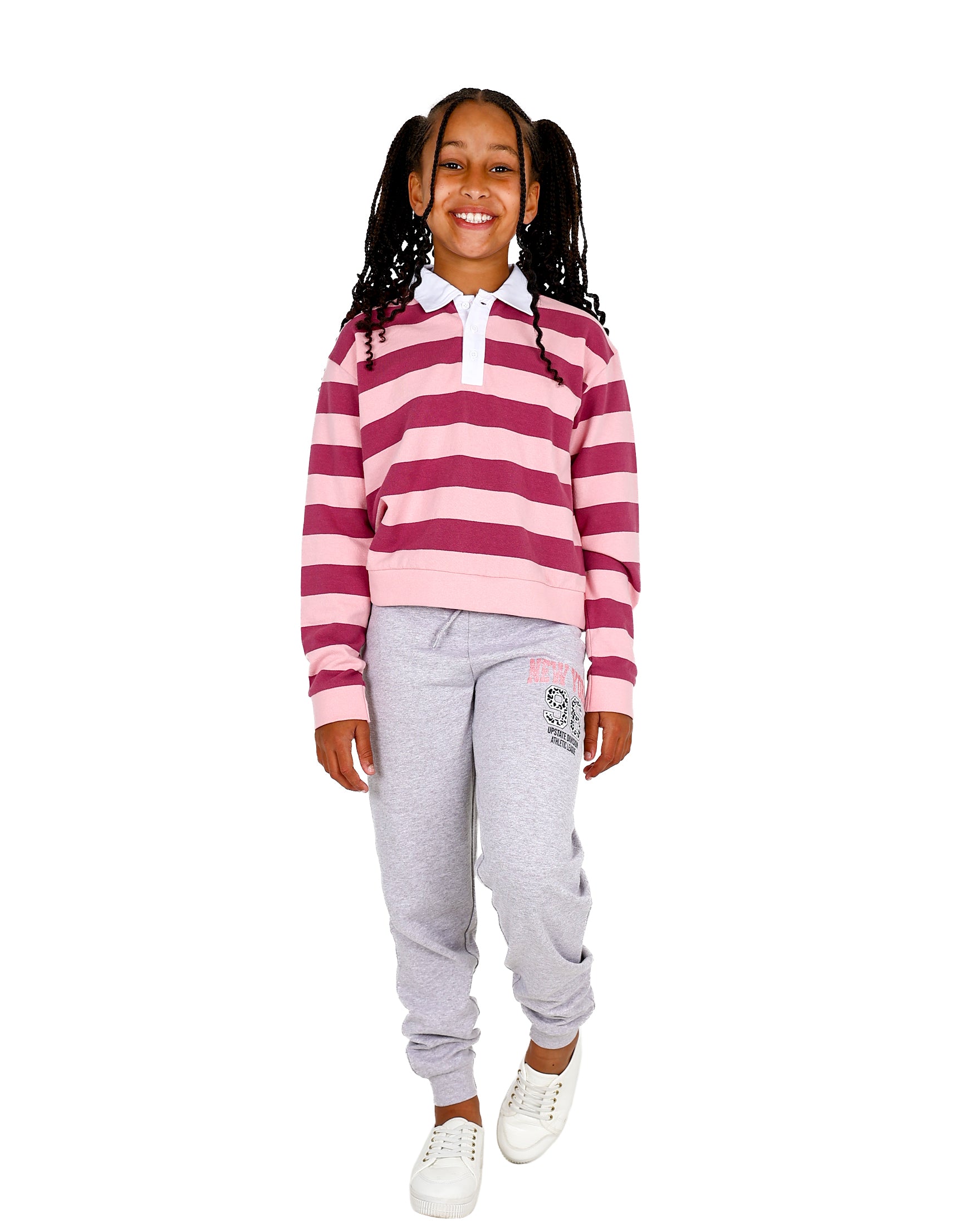 Pink & Berry Striped Long Sleeve Golfer