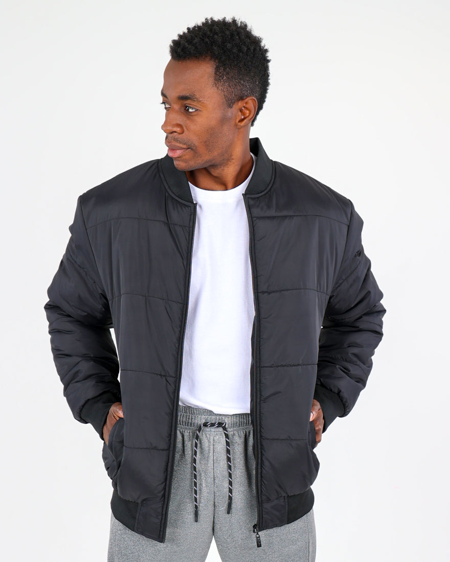Black Padded Bomber Jacket