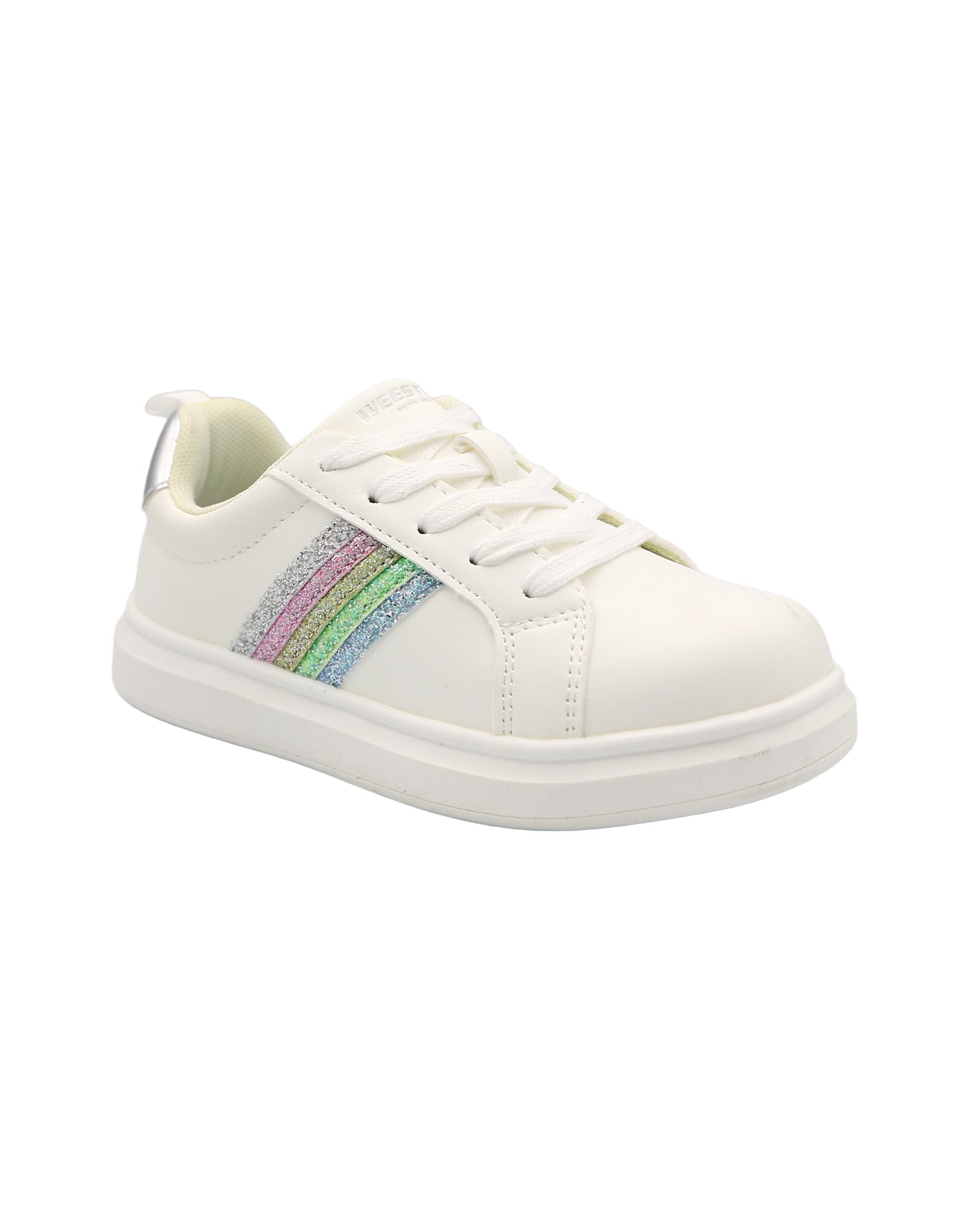 Girls Glitter Rainbow White Sneakers