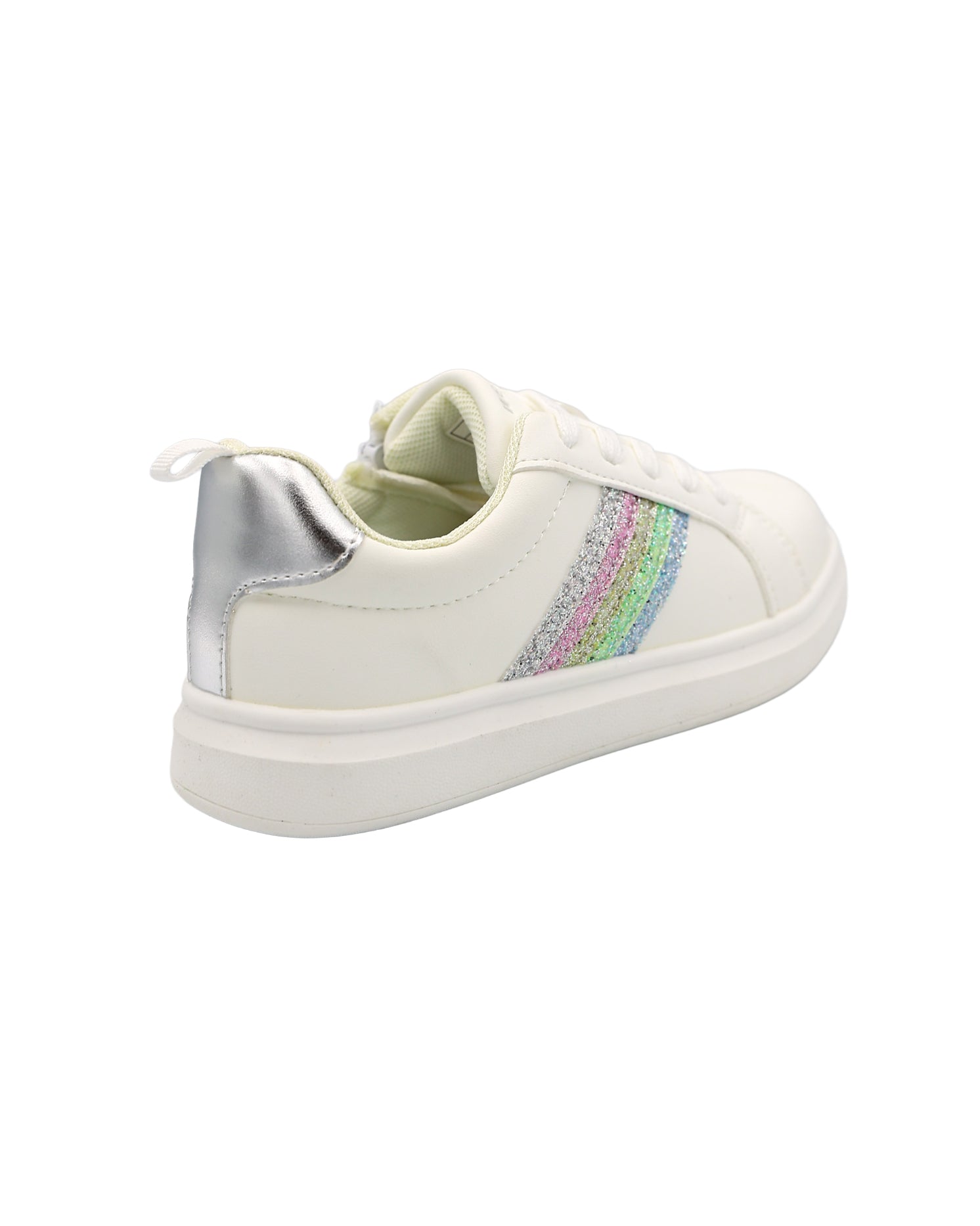 Girls Glitter Rainbow White Sneakers