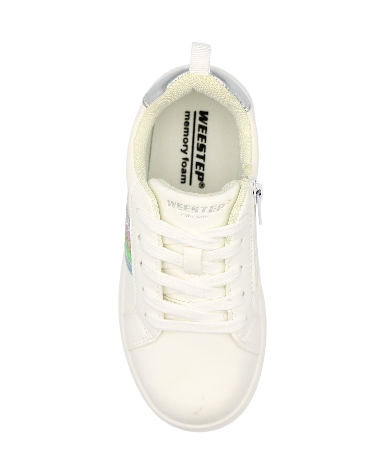 Girls Glitter Rainbow White Sneakers