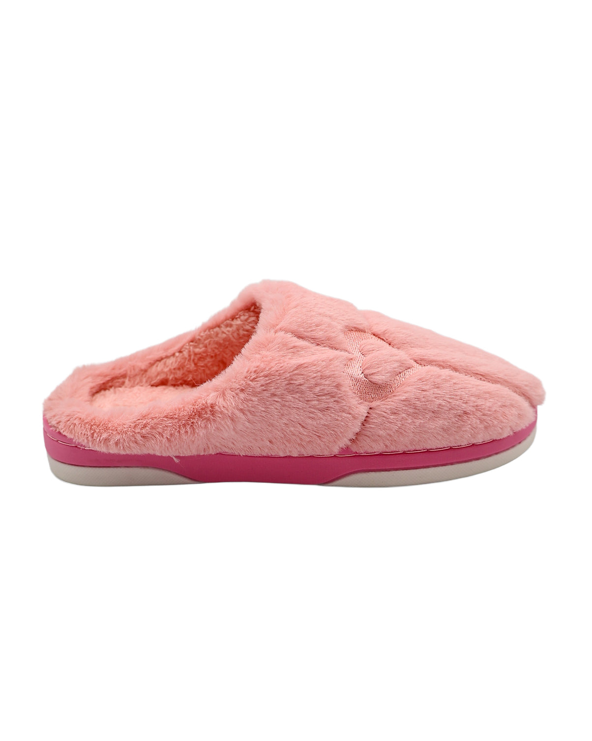Pink Heart Embroidered Mule Slipper