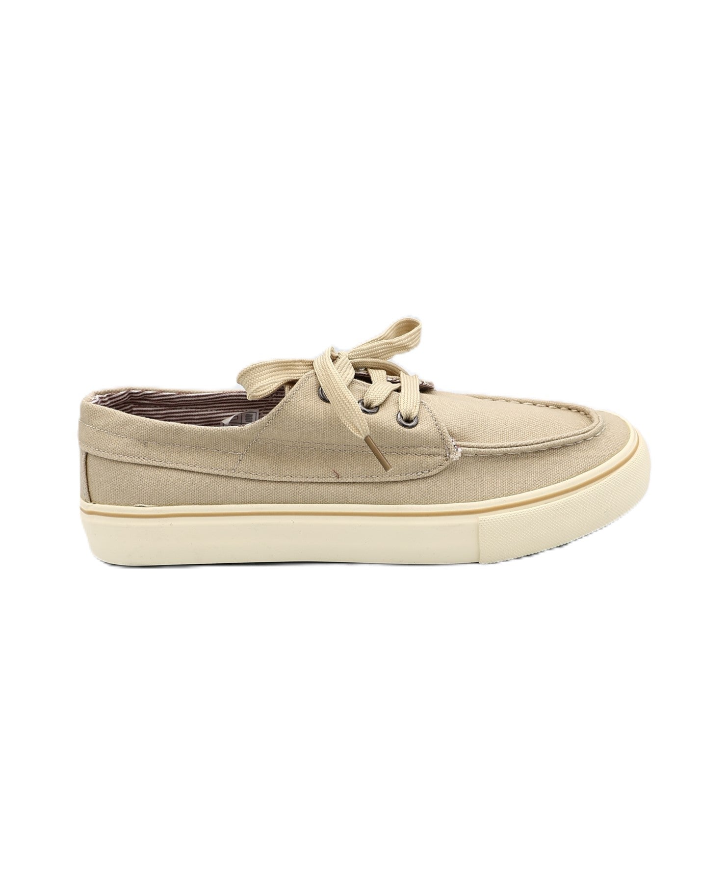 Beige Canvas Lace Up Boat Shoes