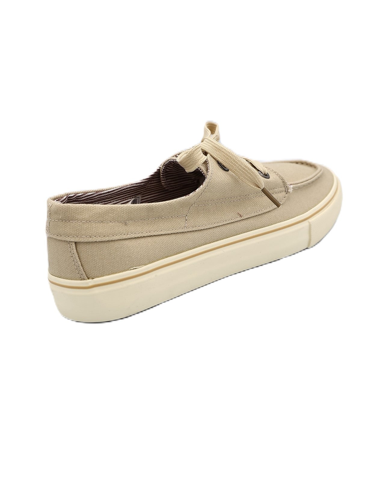 Beige Canvas Lace Up Boat Shoes