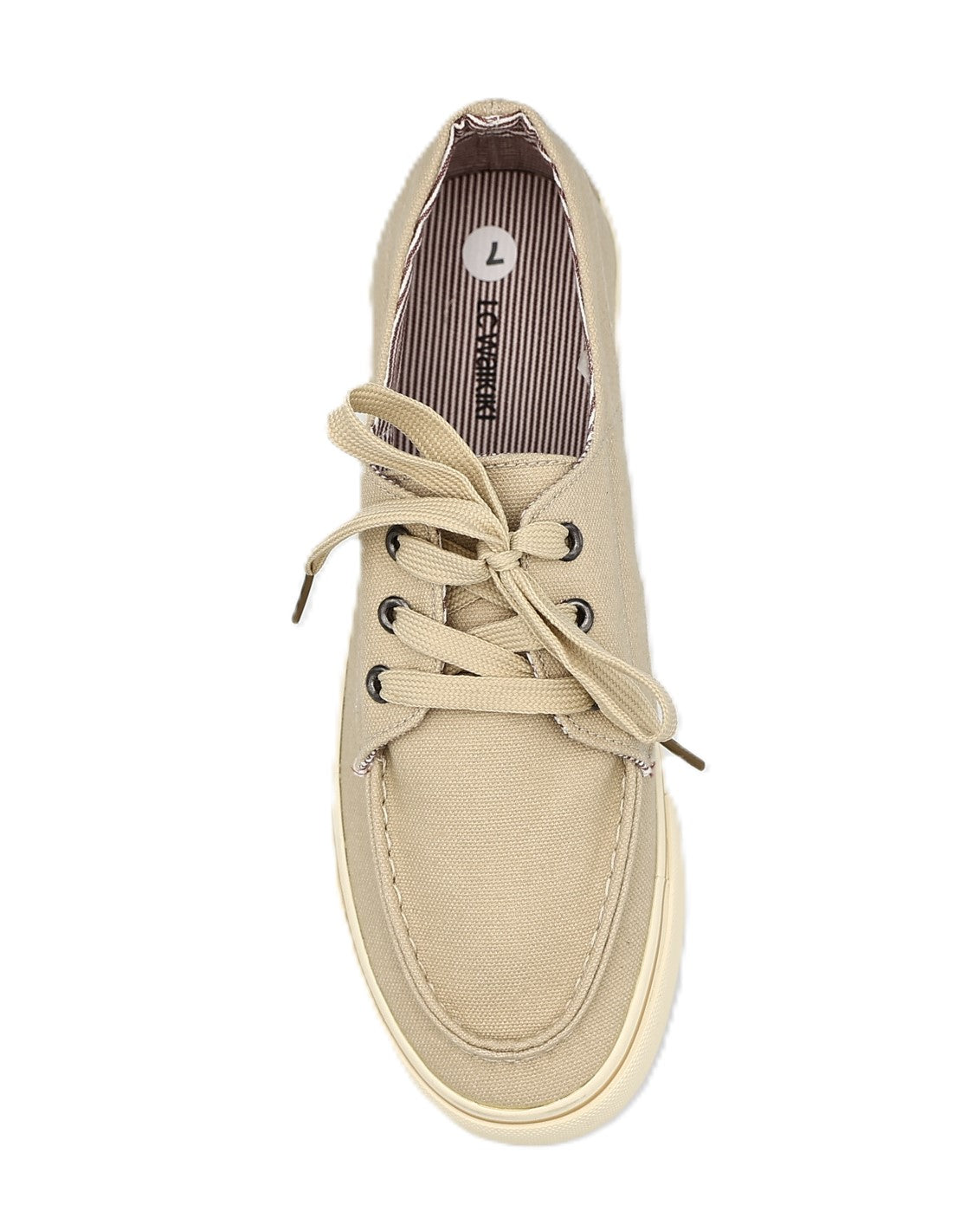 Beige Canvas Lace Up Boat Shoes