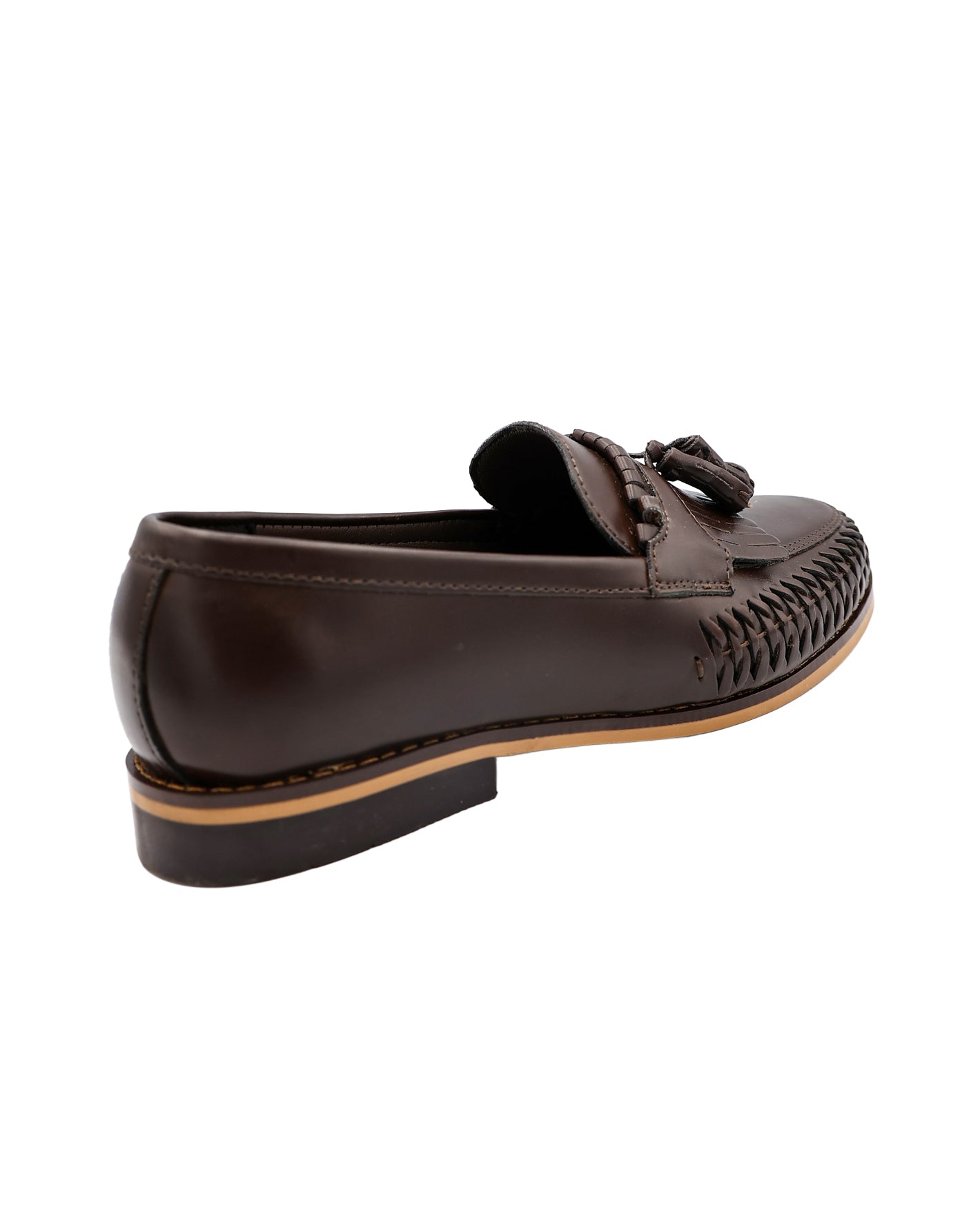 Brown Weave Tassel Loafers