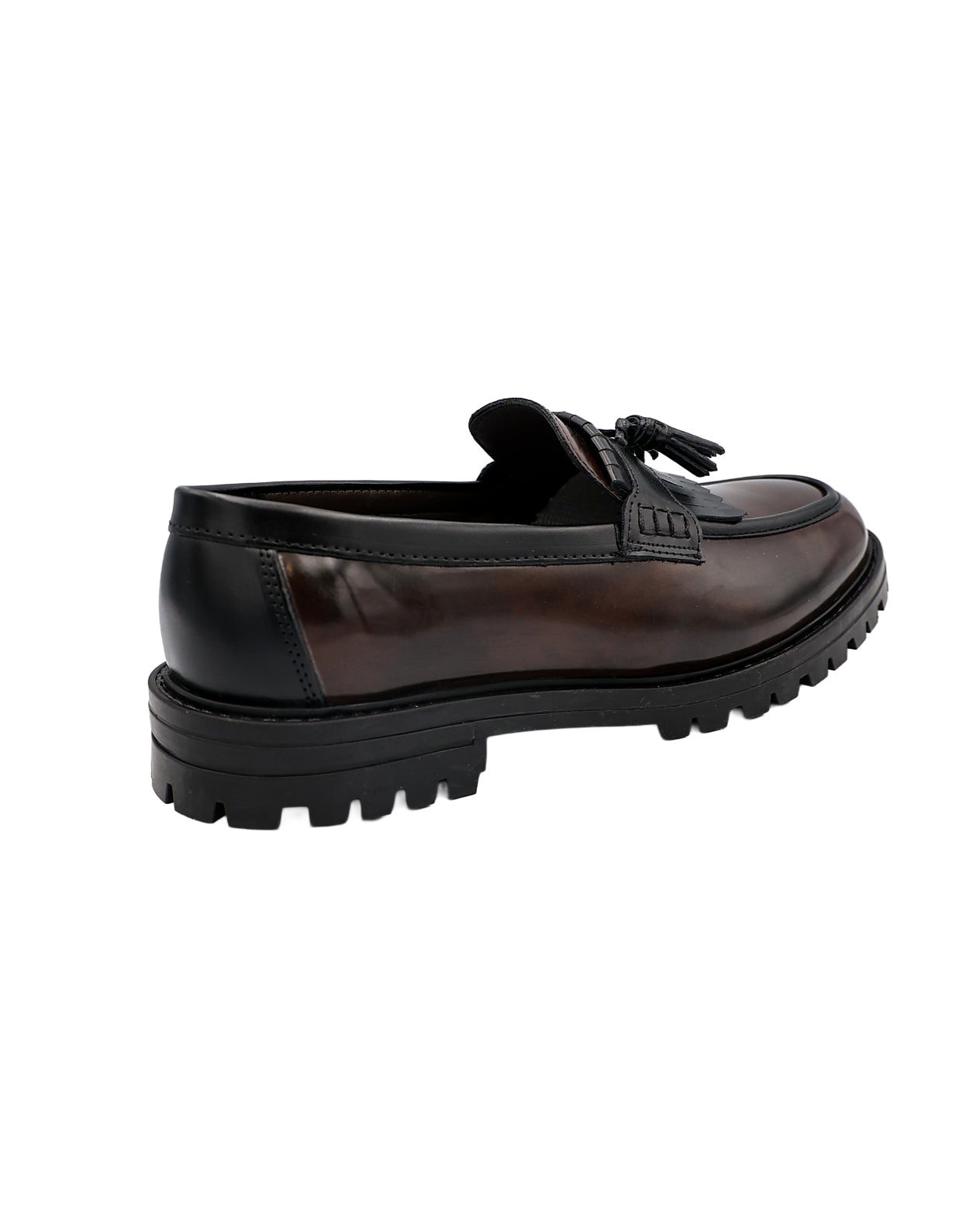 Brown Chunky Hi-Shine Tassel Loafers