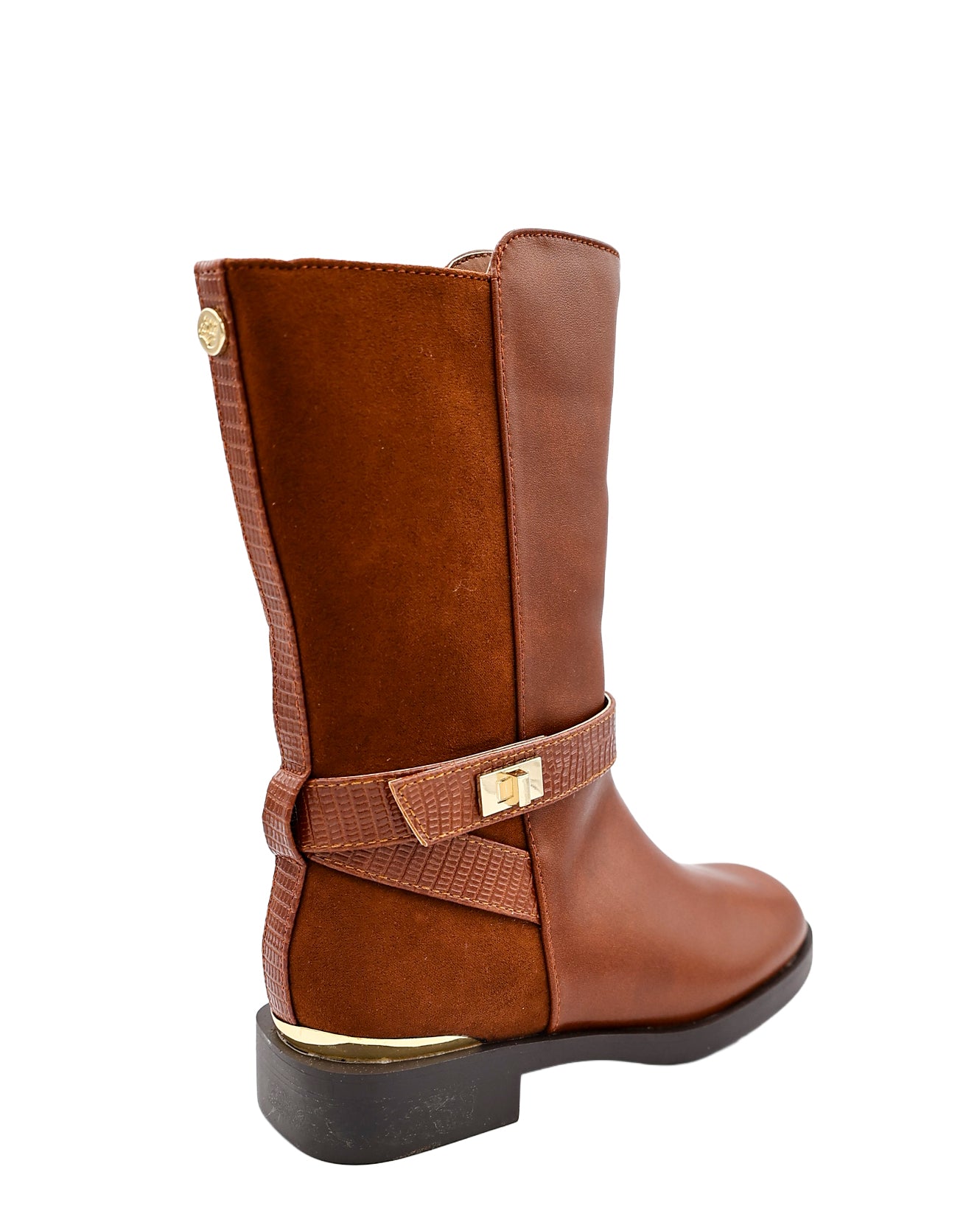 Girls Brown Contrast Calf Boot