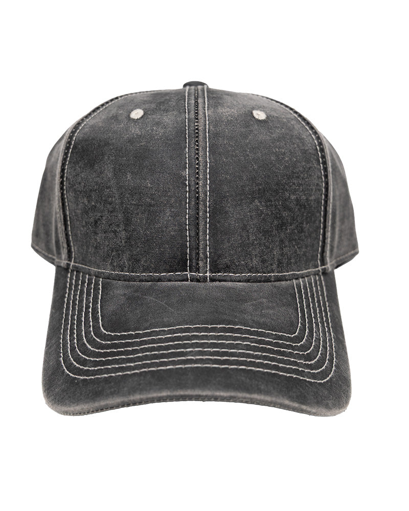 Black Vintage Stitched Peakcap