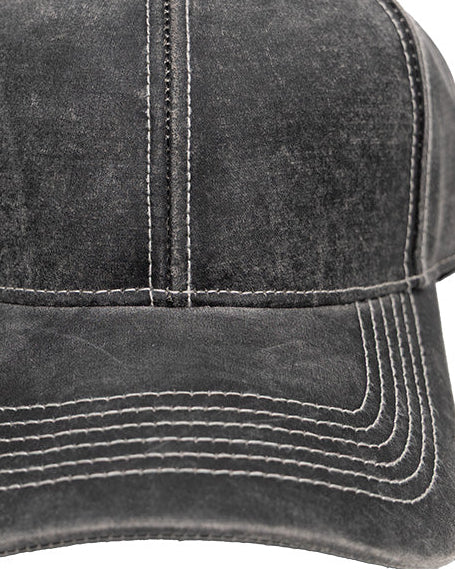 Black Vintage Stitched Peakcap