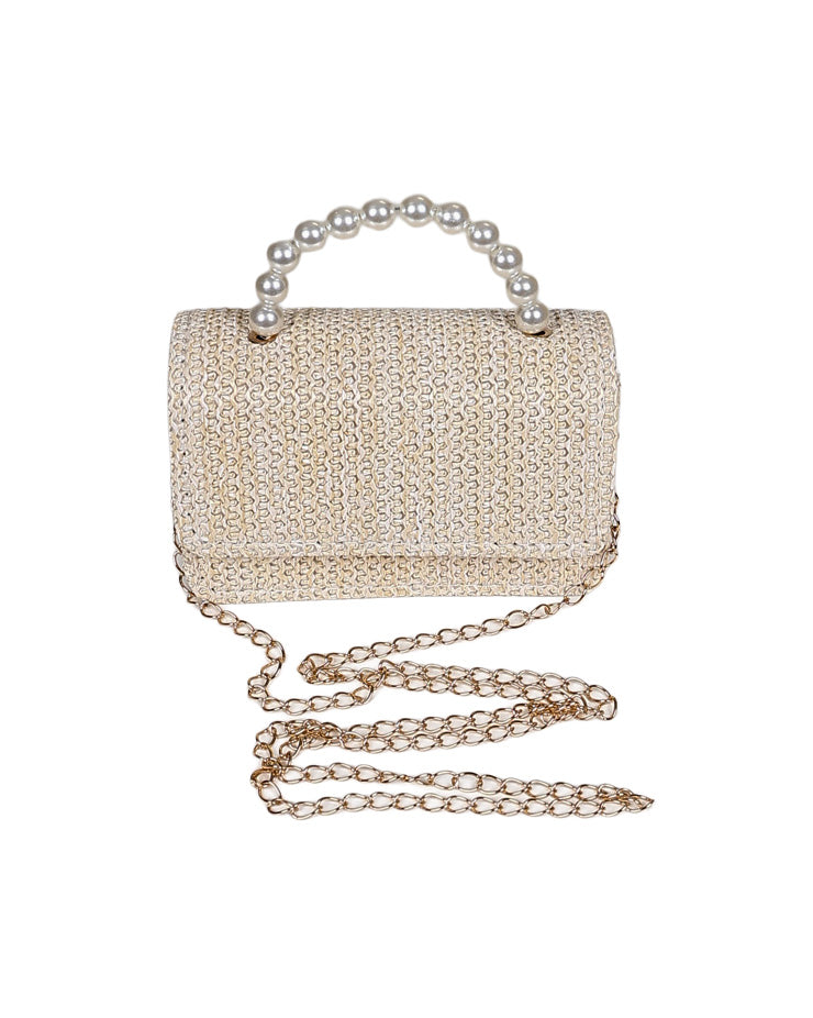 Pearl Handle Cream Textured Bag
