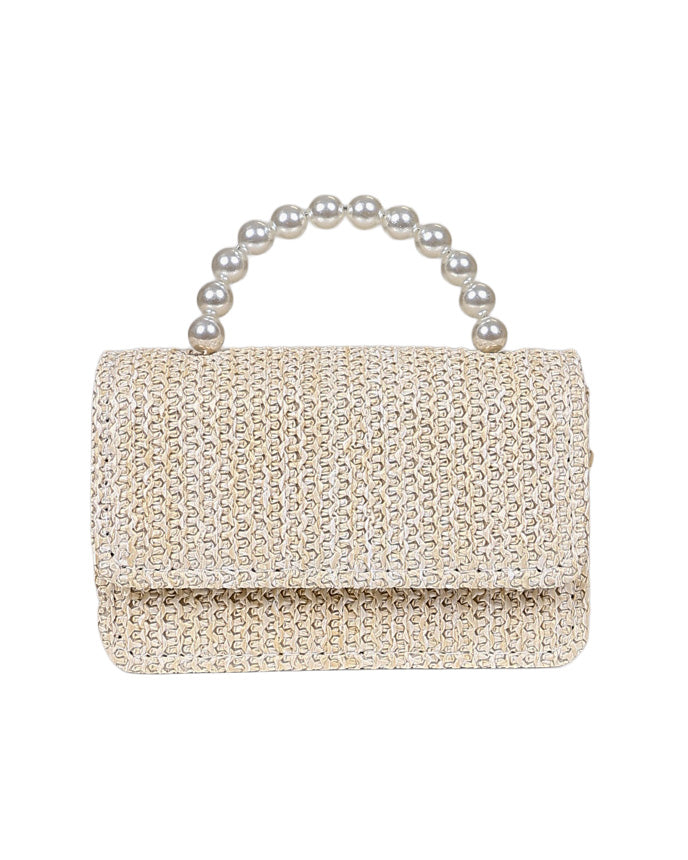 Pearl Handle Cream Textured Bag