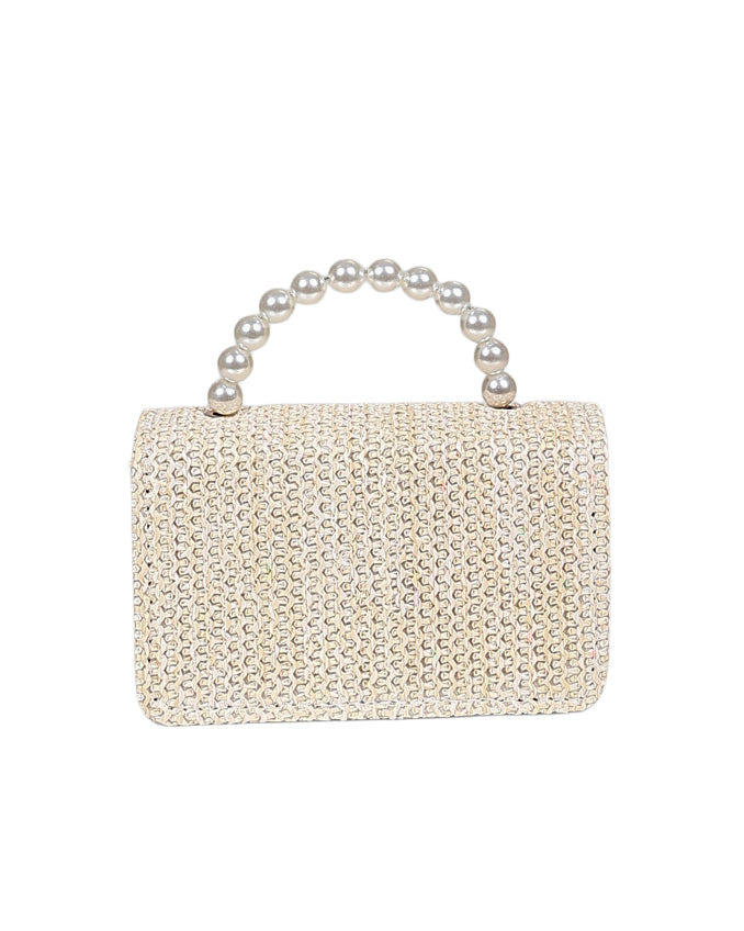 Pearl Handle Cream Textured Bag