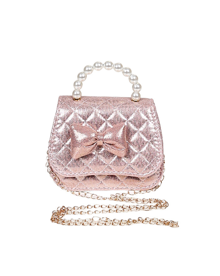 Metallic Pink Diamond Quilted Handbag