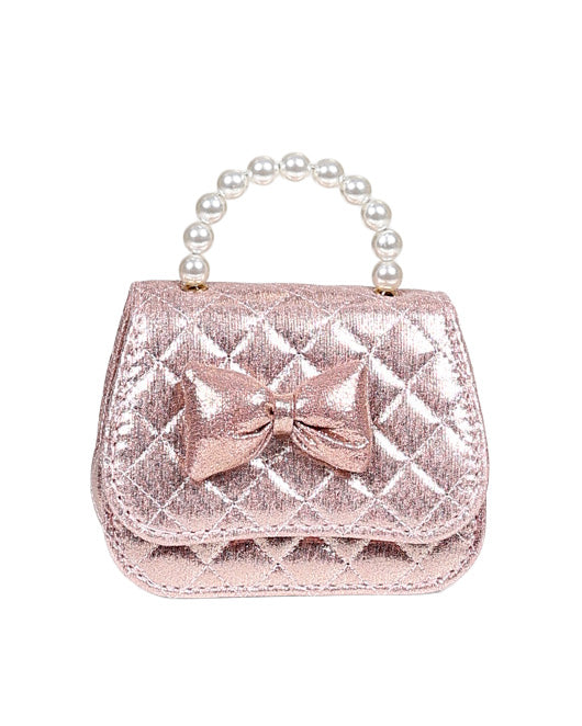 Metallic Pink Diamond Quilted Handbag