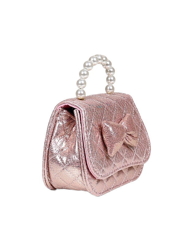 Metallic Pink Diamond Quilted Handbag