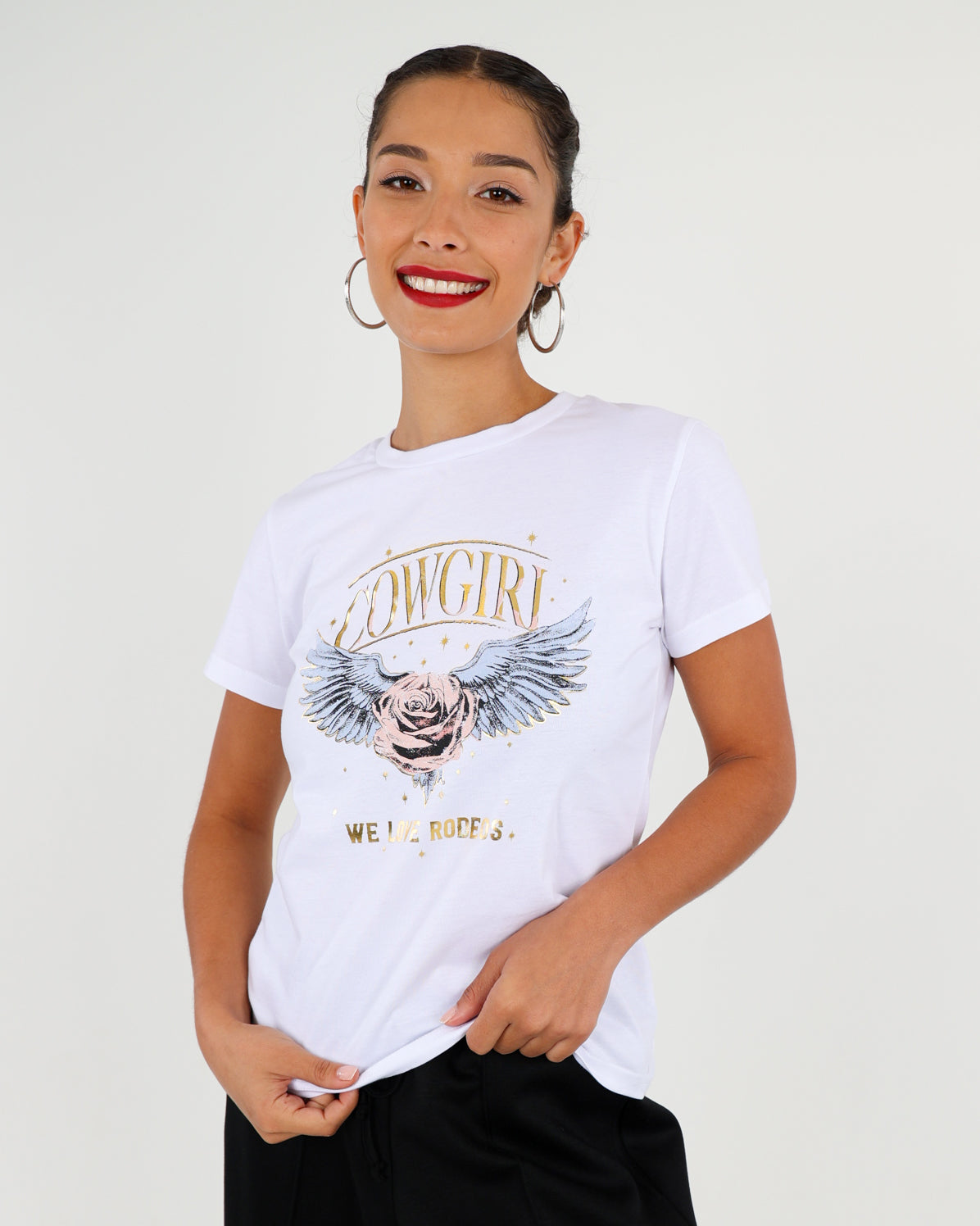 Short Sleeve Cowgirl Graphic Print T-Shirt