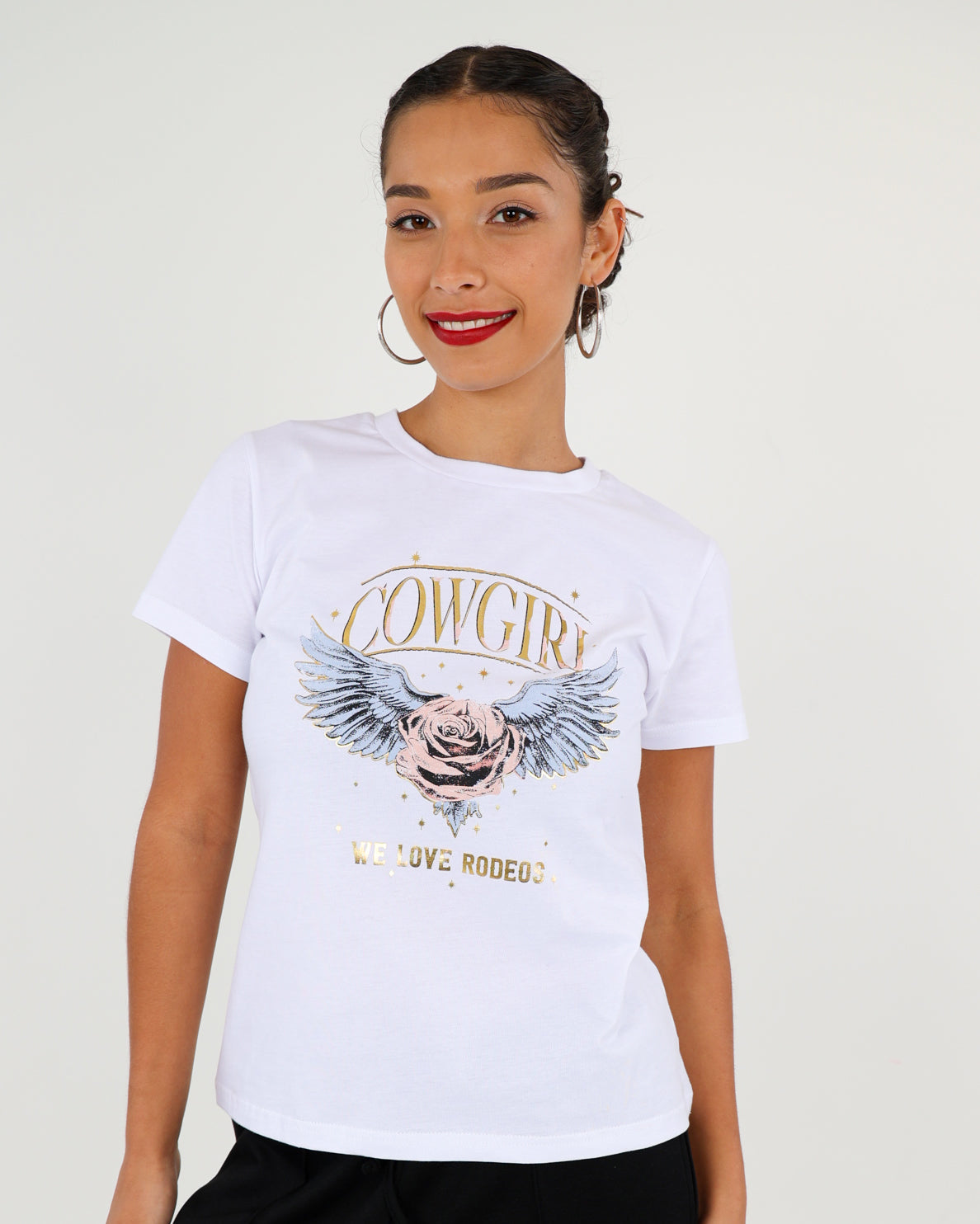 Short Sleeve Cowgirl Graphic Print T-Shirt