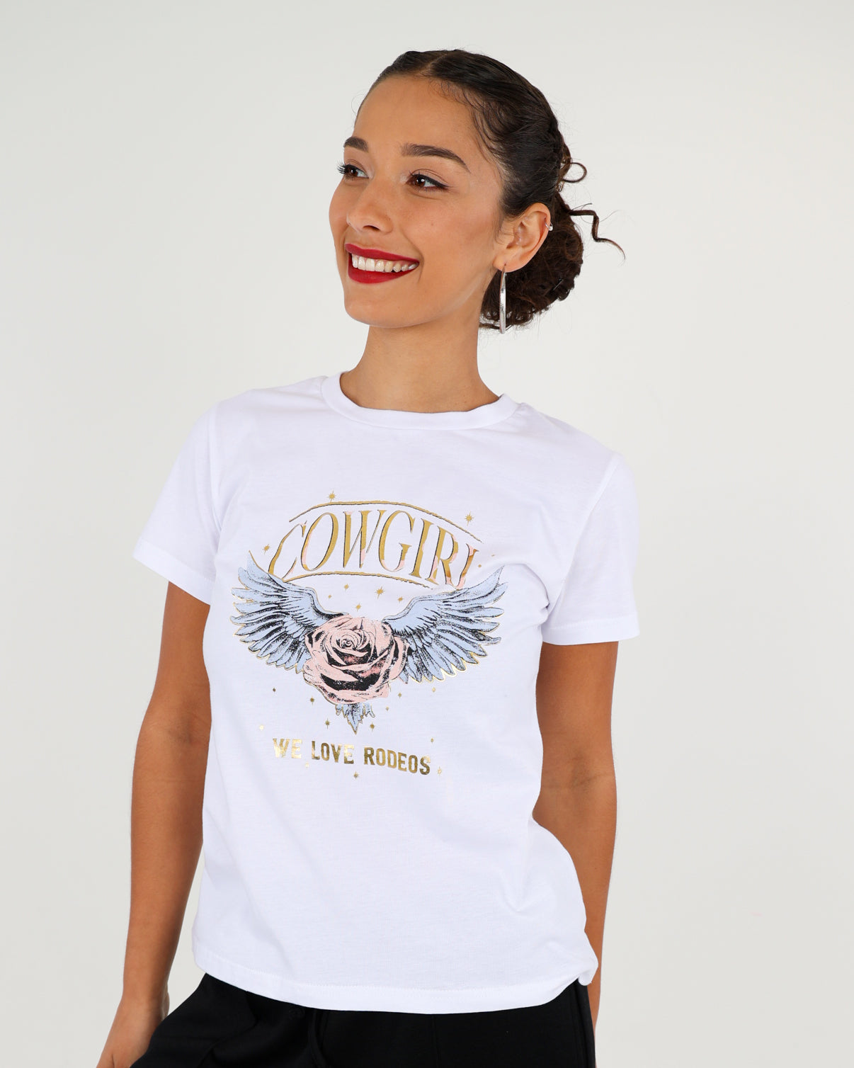 Short Sleeve Cowgirl Graphic Print T-Shirt