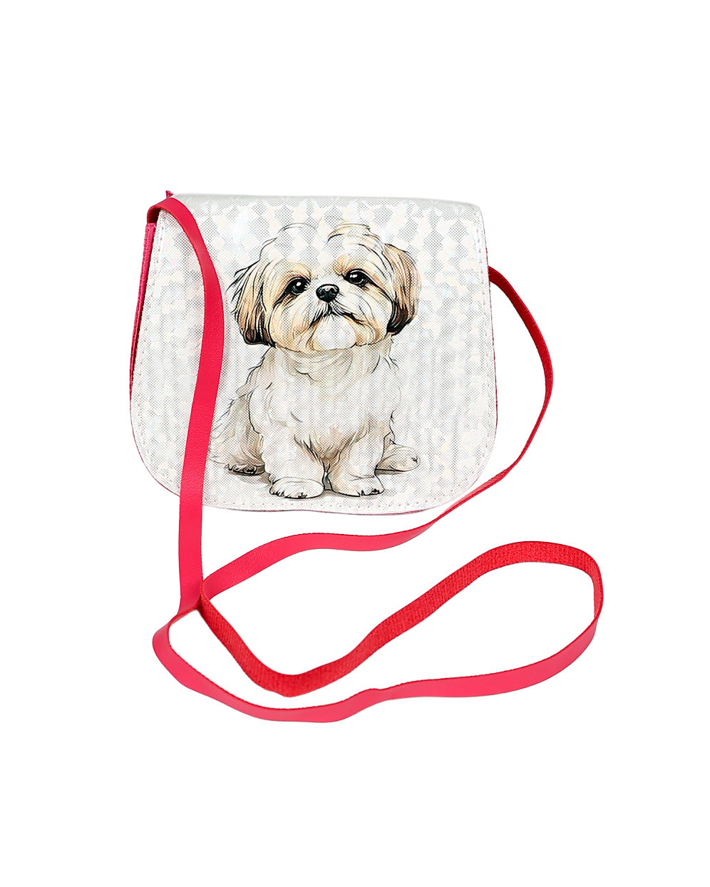 Cerise & White Puppy Handbag