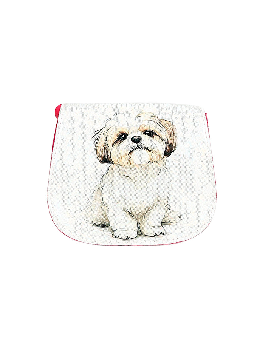 Cerise & White Puppy Handbag