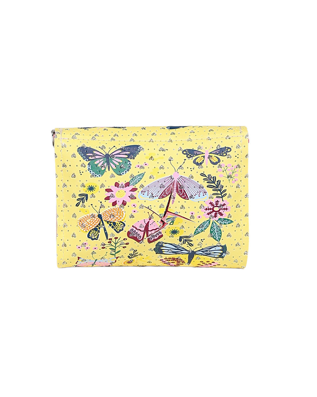 Yellow Butterfly Rectangle Cross Body Handbag