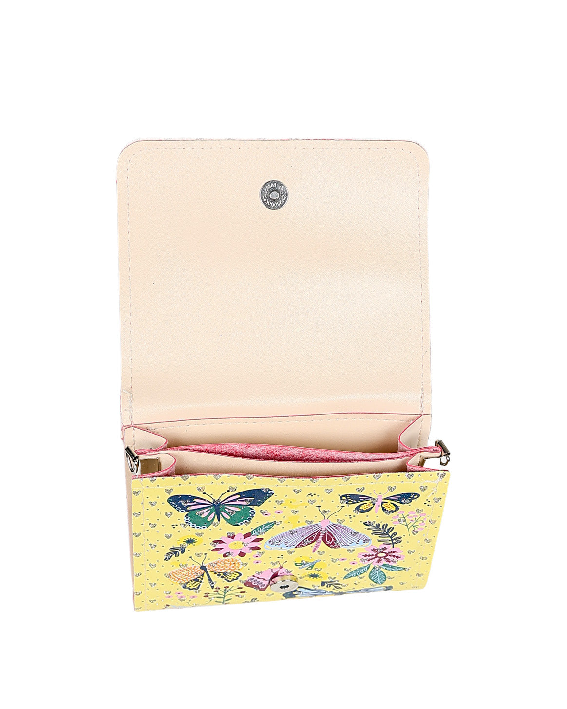Yellow Butterfly Rectangle Cross Body Handbag
