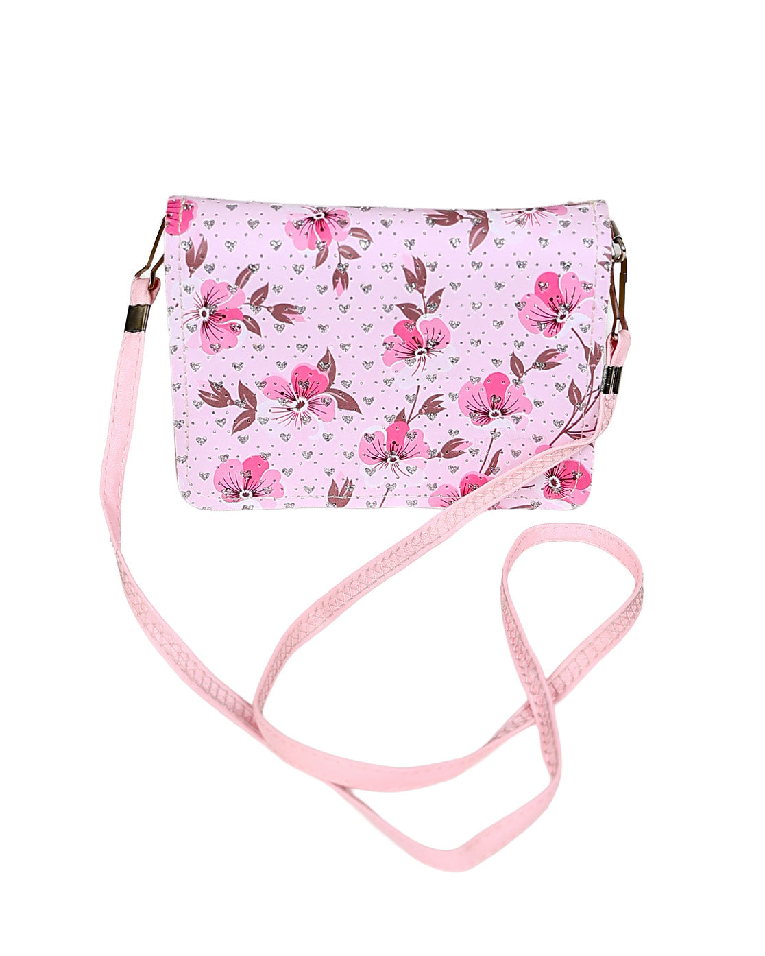 Pink Floral Cross Body Rectangular Handbag
