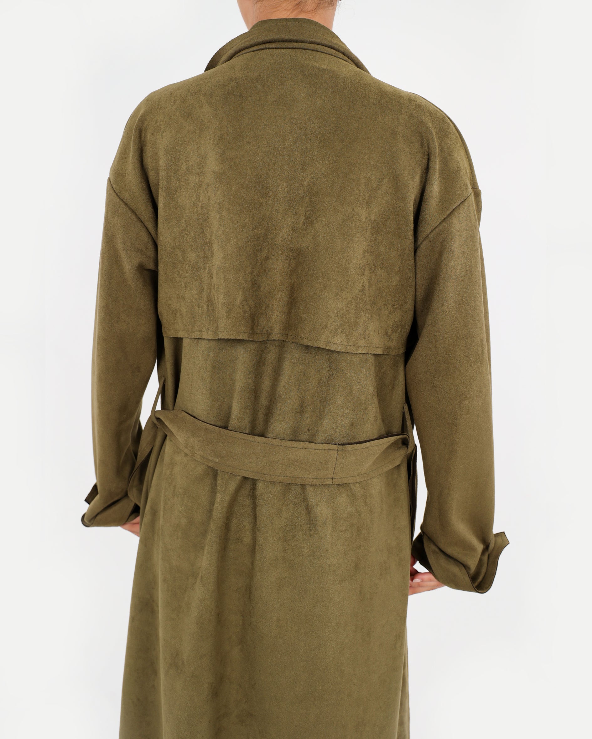 Suede Trench Coat Fatigue
