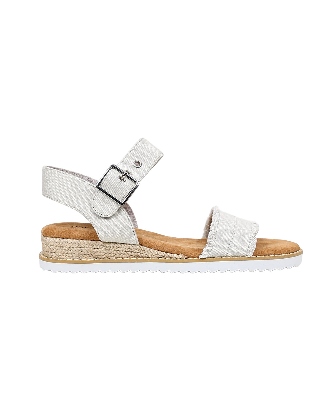 Grey Canvas Fray Detail Mini Wedge