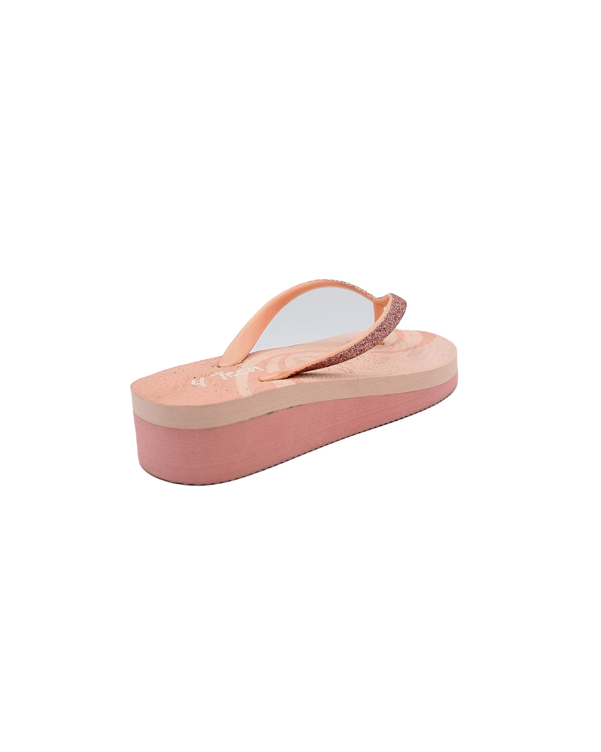 Girls Pink Two Tone Wedge Thong Sandal